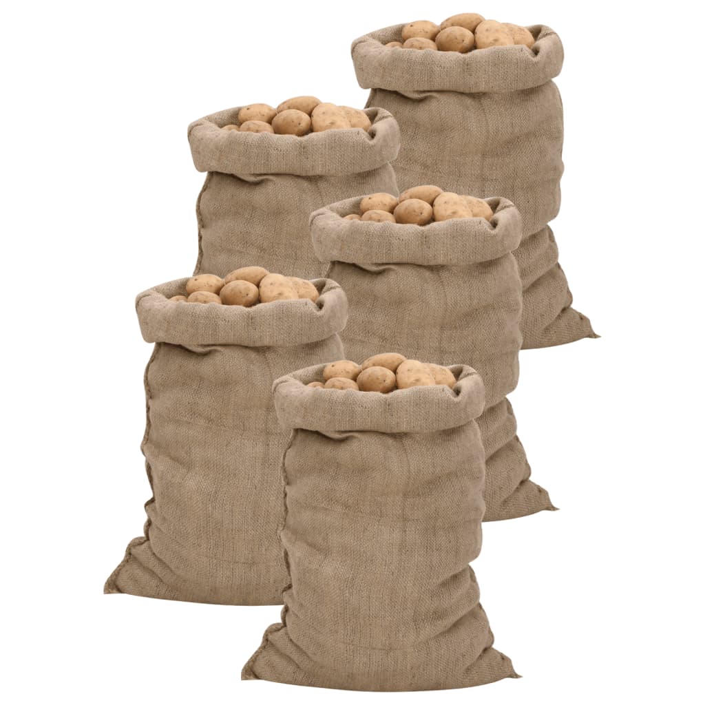 Jute Sacks 5 pcs 60x105 cm 100% Jute 340 gsm - Merlin Deals