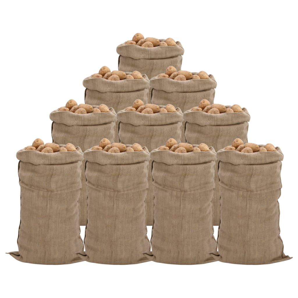 Jute Sacks 10 Pieces 65x135 cm 100% Jute 340 gsm - Design Hut