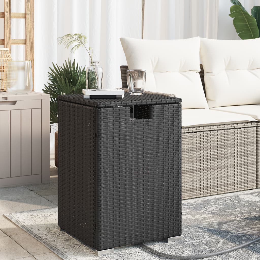 Propane Tank Cover Table Black 40x40x60 cm Poly Rattan - Merkel Designers