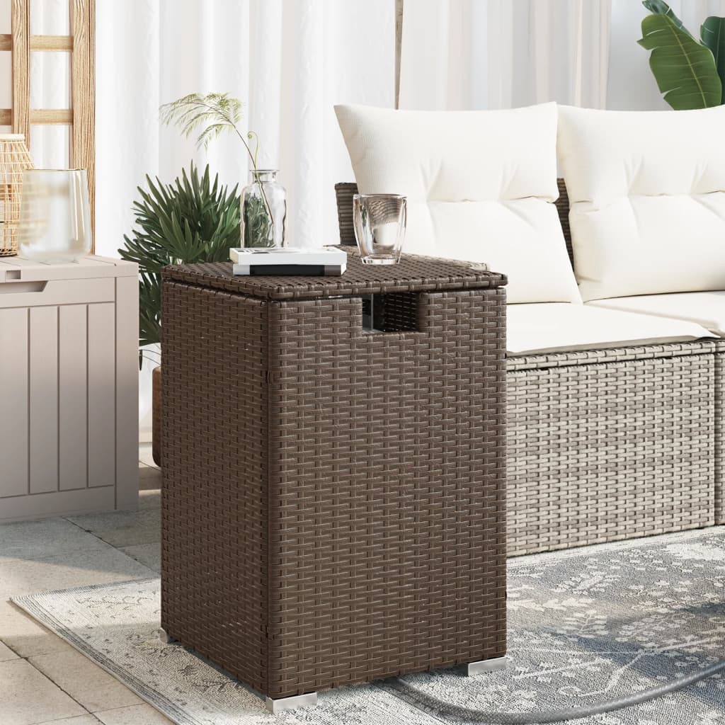 Propane Tank Cover Table Brown 40x40x60 cm Poly Rattan - The Home Maker