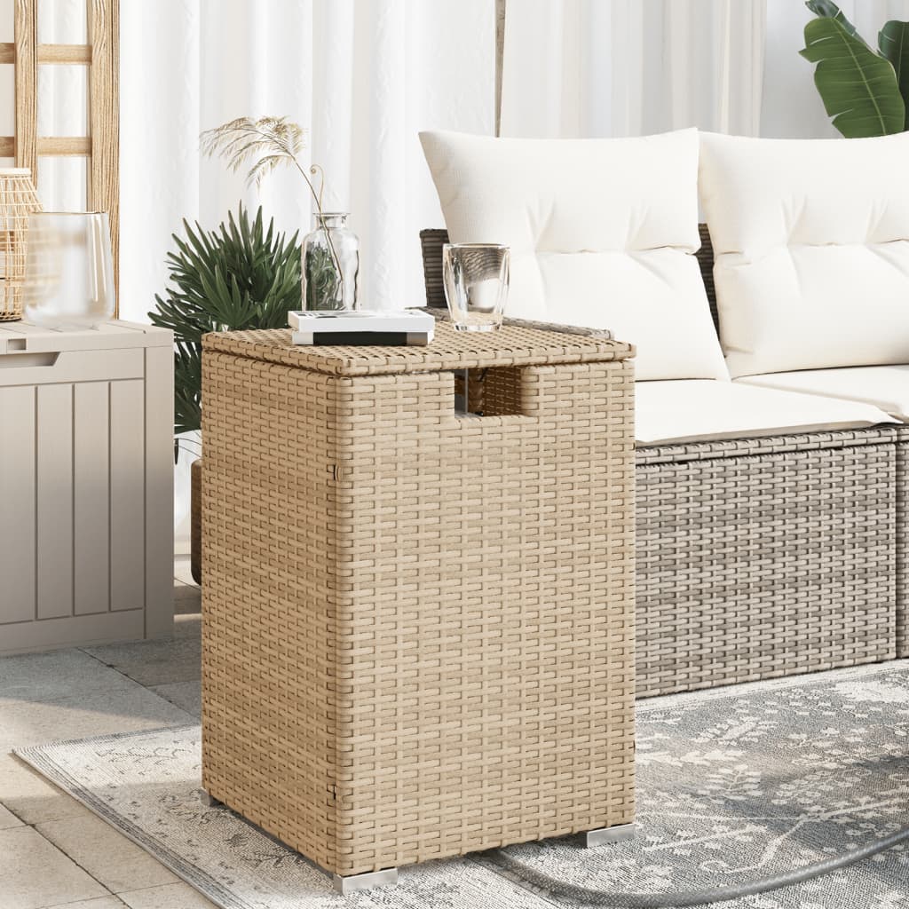 Propane Tank Cover Table Beige 40x40x60 cm Poly Rattan - The Home Maker