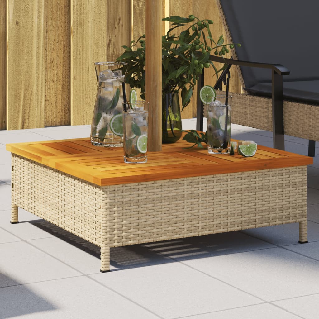 Parasol Base Cover Beige 70x70x25 cm Poly Rattan and Acacia - Direct Imports