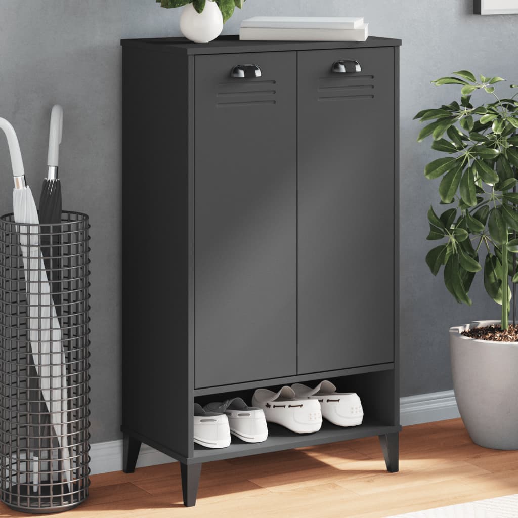 Shoe Cabinet VIKEN Anthracite Grey Solid Wood Pine - All Things Good