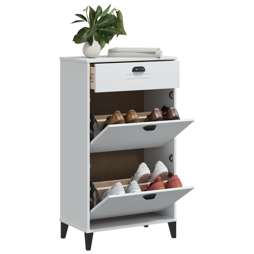 Shoe Cabinet VIKEN White Solid Wood Pine - Style and Chic