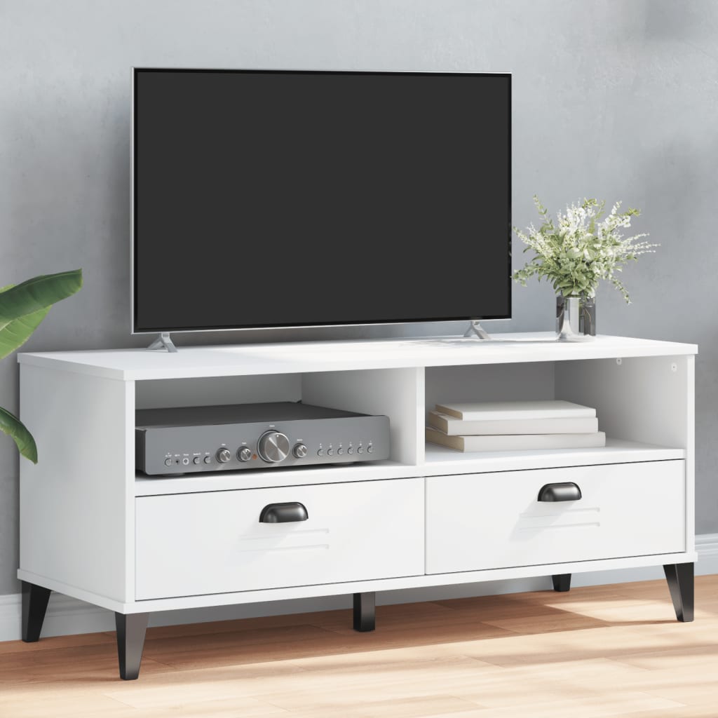 TV Cabinet VIKEN White Solid Wood Pine - Merkel Designers