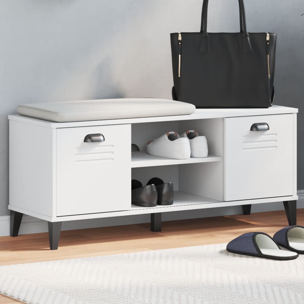 Shoe Bench VIKEN White 106x35x45 cm Solid Wood Pine - Style and Chic
