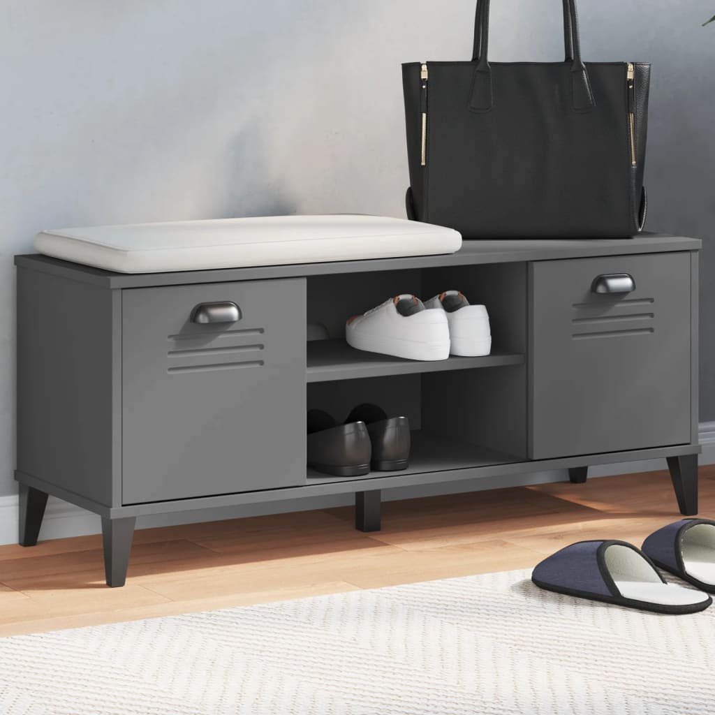 Shoe Bench VIKEN Anthracite Grey 106x35x45 cm Solid Wood Pine - Merkel Designers
