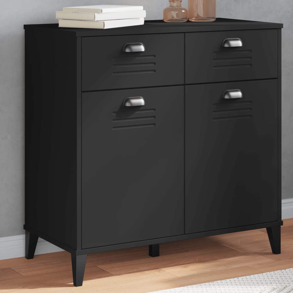 Sideboard VIKEN Black 80x40x80 cm Solid Wood Pine - Merkel Designers