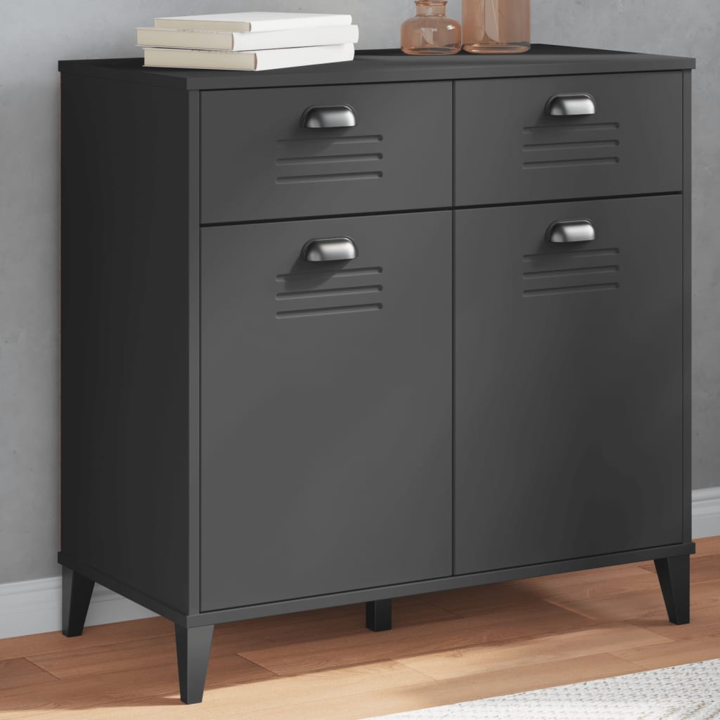Sideboard VIKEN Anthracite Grey 80x40x80 cm Solid Wood Pine - The Home Maker
