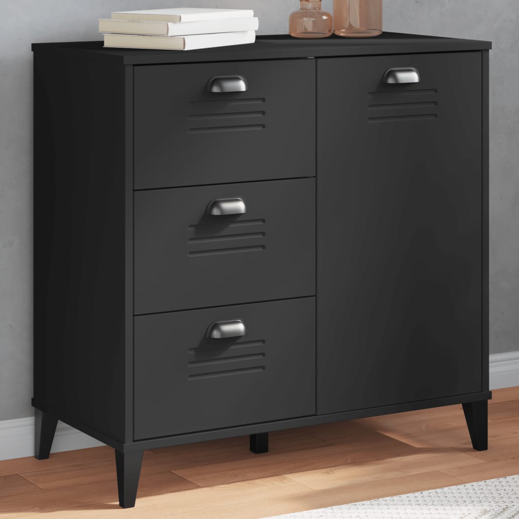 Sideboard VIKEN Black 80x40x80 cm Solid Wood Pine - Style and Chic