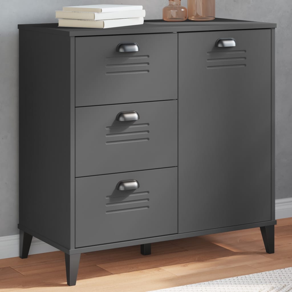 Sideboard VIKEN Anthracite Grey 80x40x80 cm Solid Wood Pine - The Home Maker