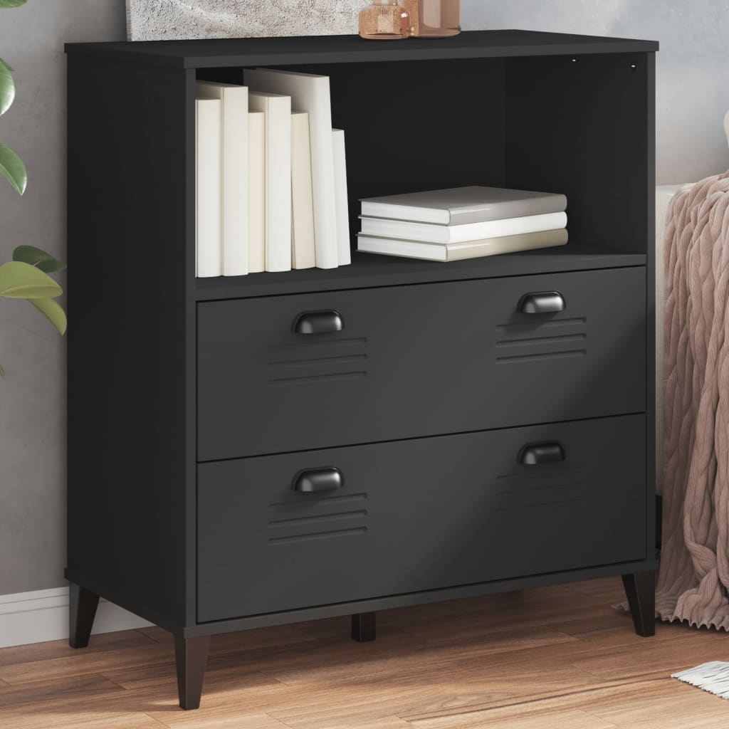 Bookcase VIKEN Black 80x40x90 cm Solid Wood Pine - Style and Chic