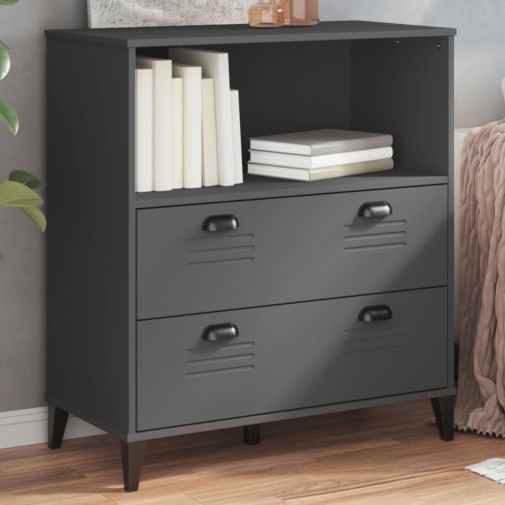 Bookcase VIKEN Anthracite Grey 80x40x90 cm Solid Wood Pine - All Things Good