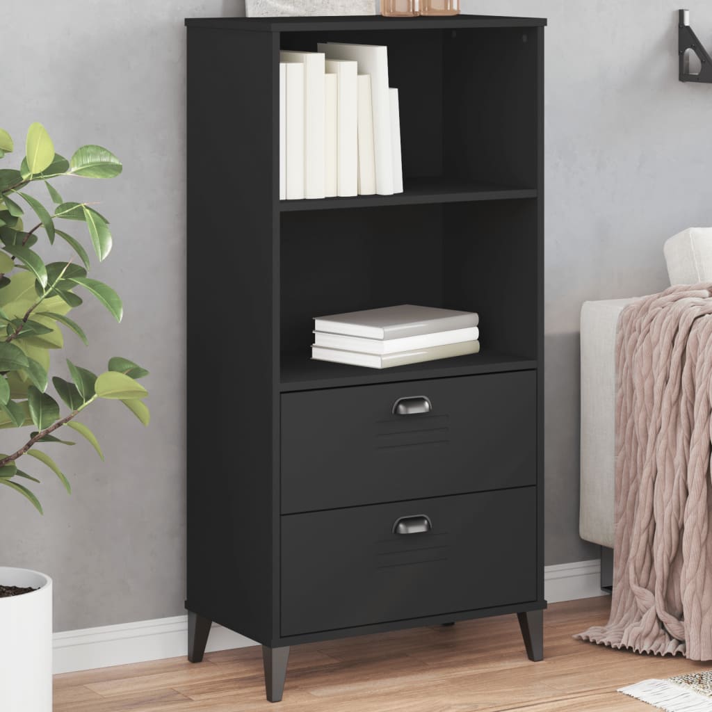 Bookcase VIKEN Black 60x35x123 cm Solid Wood Pine - Merkel Designers