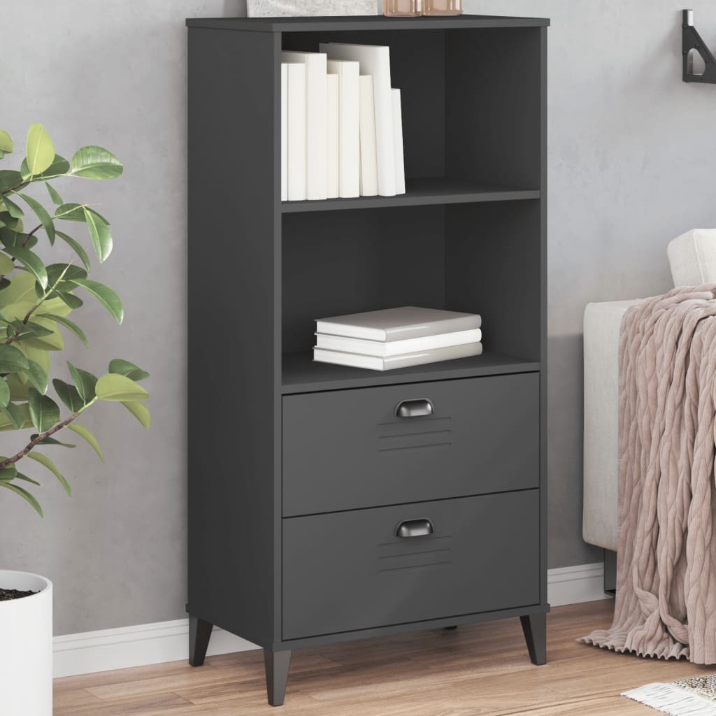Bookcase VIKEN Anthracite Grey 60x35x123 cm Solid Wood Pine - The Home Maker