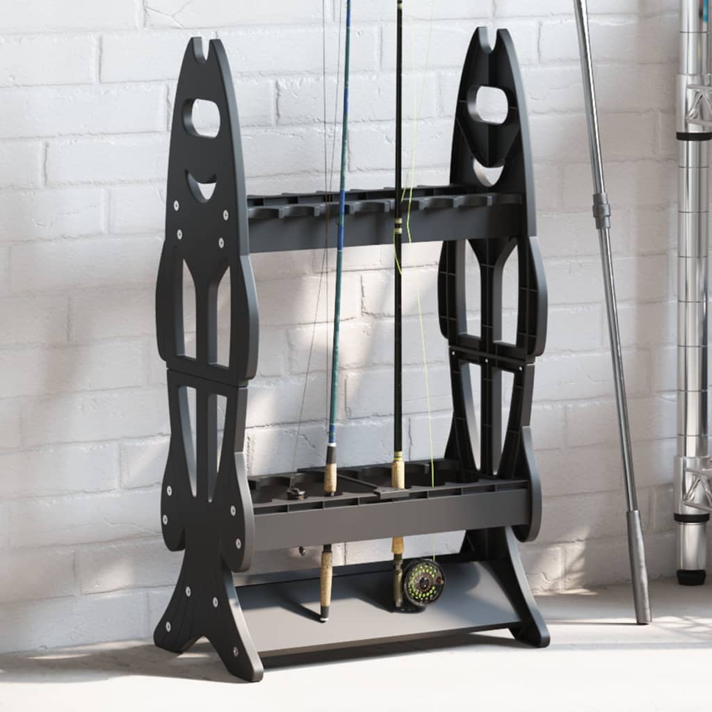 Fishing Rod Rack for 16 Rods Black - Direct Imports