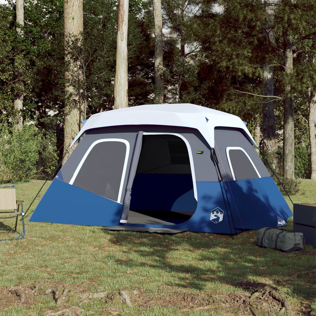 Family Tent with LED 6-Person Light Blue Quick Release - Charlotte Dunes