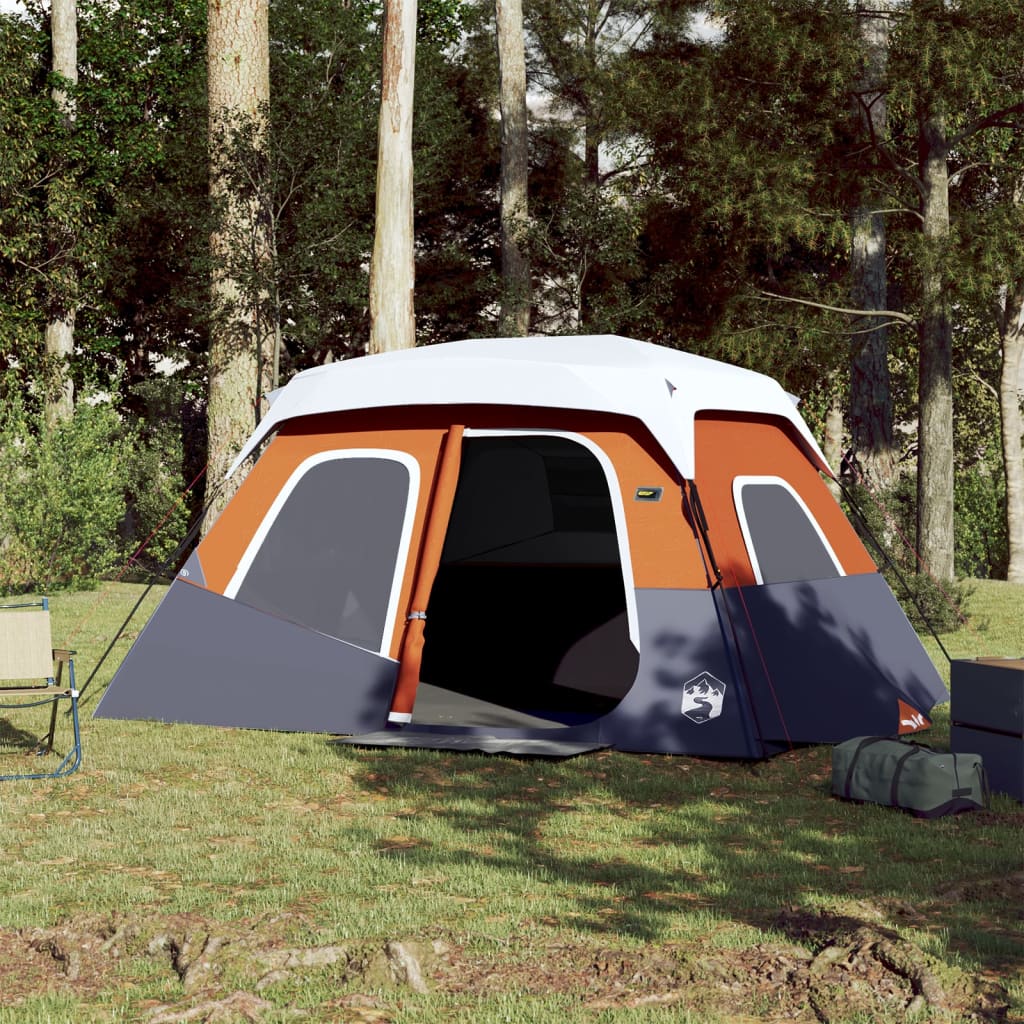 Family Tent with LED 6-Person Light Grey and Orange Quick Release - Charlotte Dunes