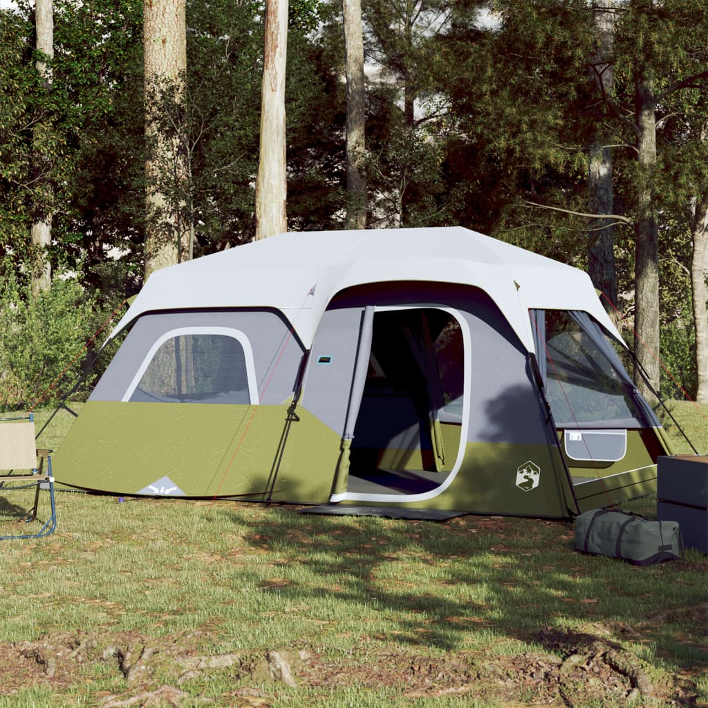 Family Tent with LED 9-Person Light Green Quick Release - Charlotte Dunes