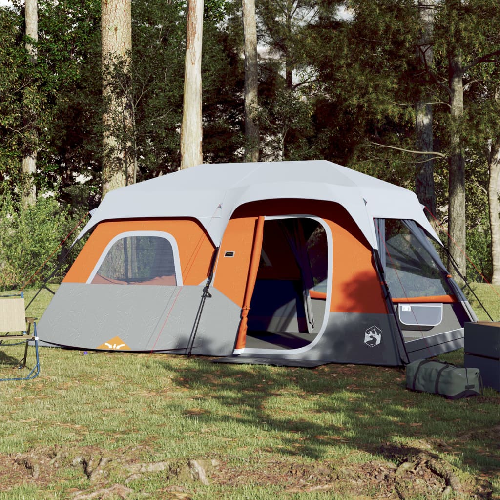 Family Tent with LED 9-Person Light Grey and Orange Quick Release - Charlotte Dunes