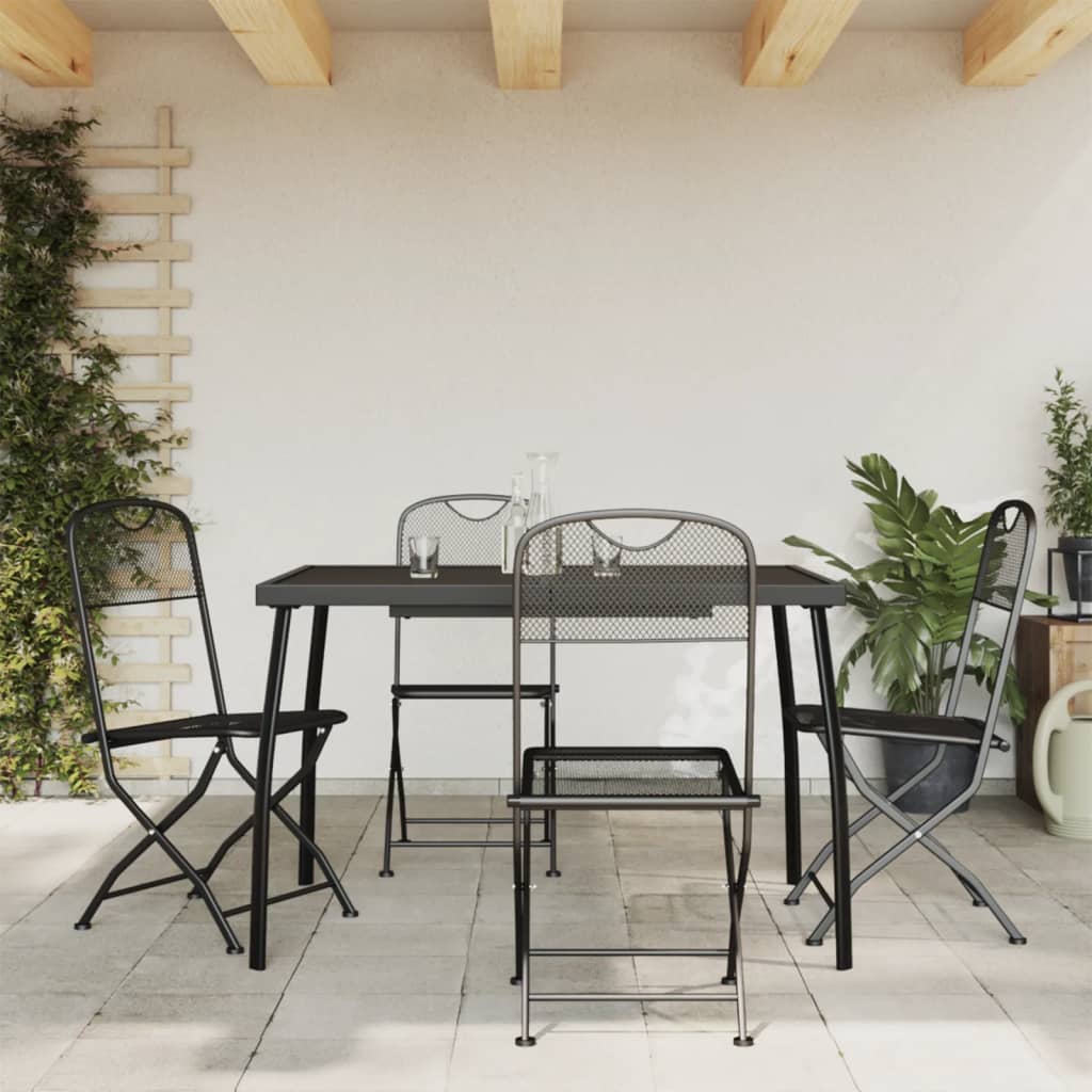 5 Piece Garden Dining Set Anthracite Metal Mesh - Discount Dealers