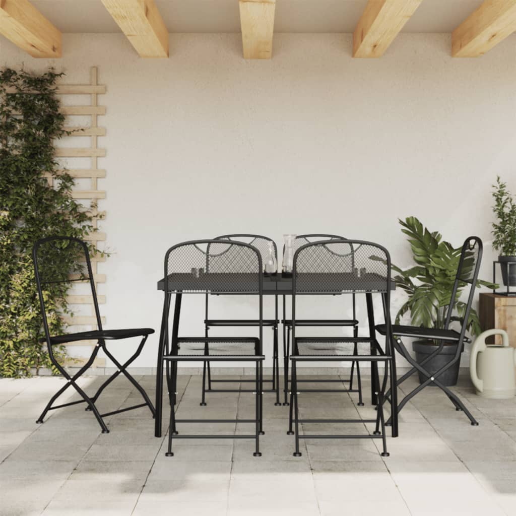 7 Piece Garden Dining Set Anthracite Metal Mesh - Millennium Furniture
