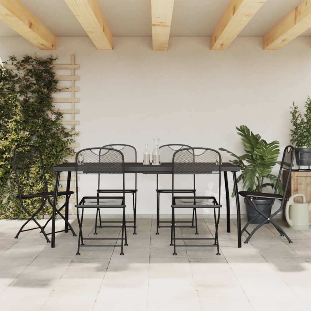 7 Piece Garden Dining Set Anthracite Metal Mesh - Sid & Sam