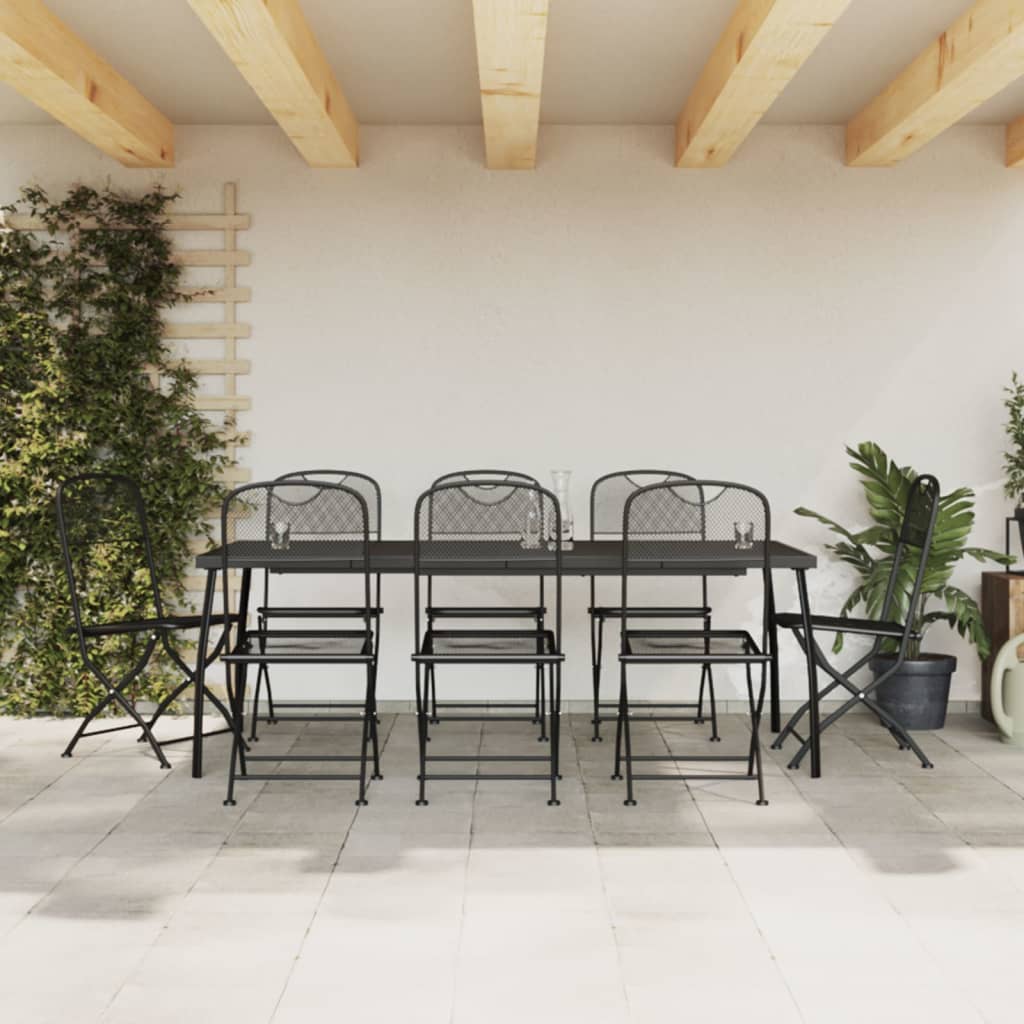 9 Piece Garden Dining Set Anthracite Metal Mesh - Sid & Sam