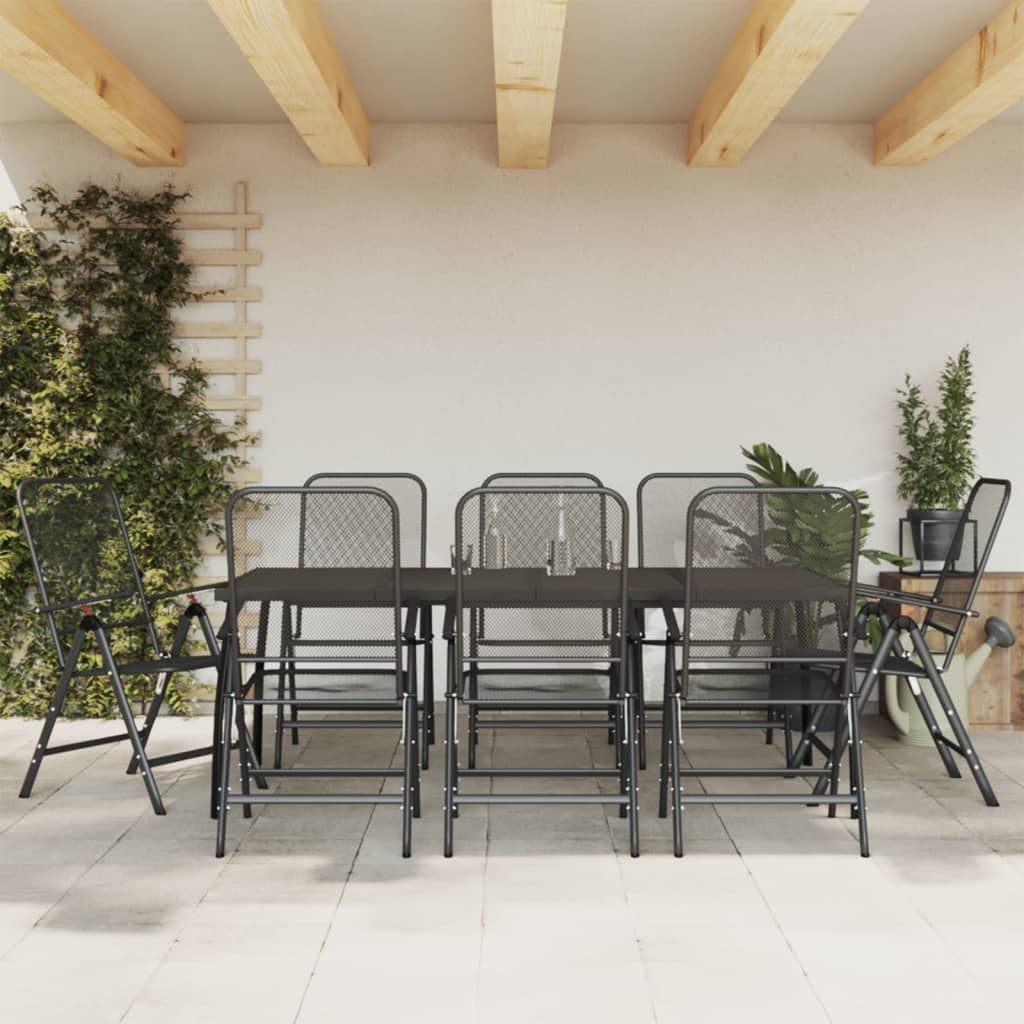 9 Piece Garden Dining Set Anthracite Metal Mesh - Millennium Furniture