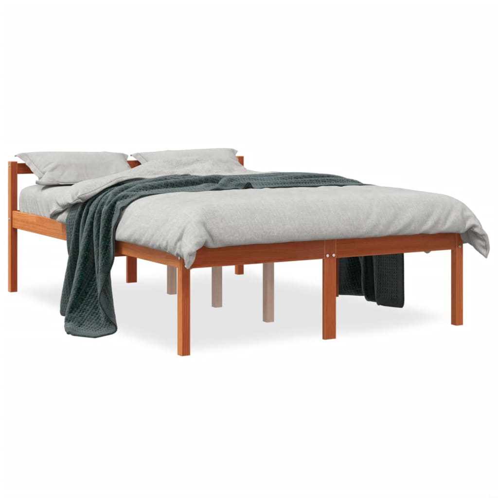 Senior Bed Wax Brown 120x200 cm Solid Wood Pine - Direct Imports