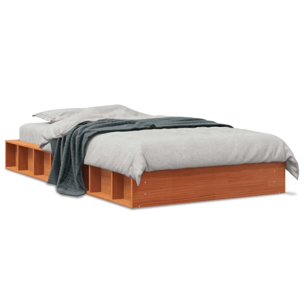 Bed Frame Wax Brown 90x200 cm Solid Wood Pine - All Things Good