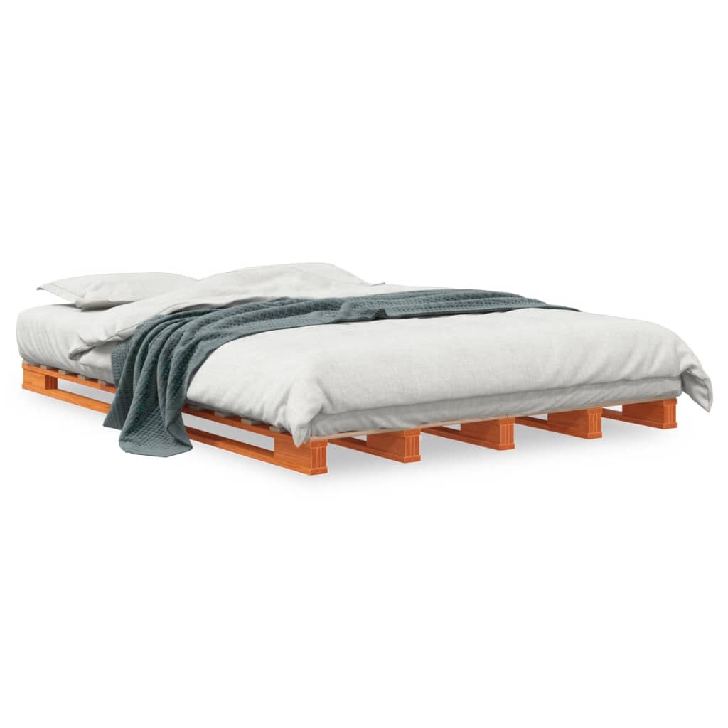 Pallet Bed Wax Brown 140x200 cm Solid Wood Pine - Merlin Deals