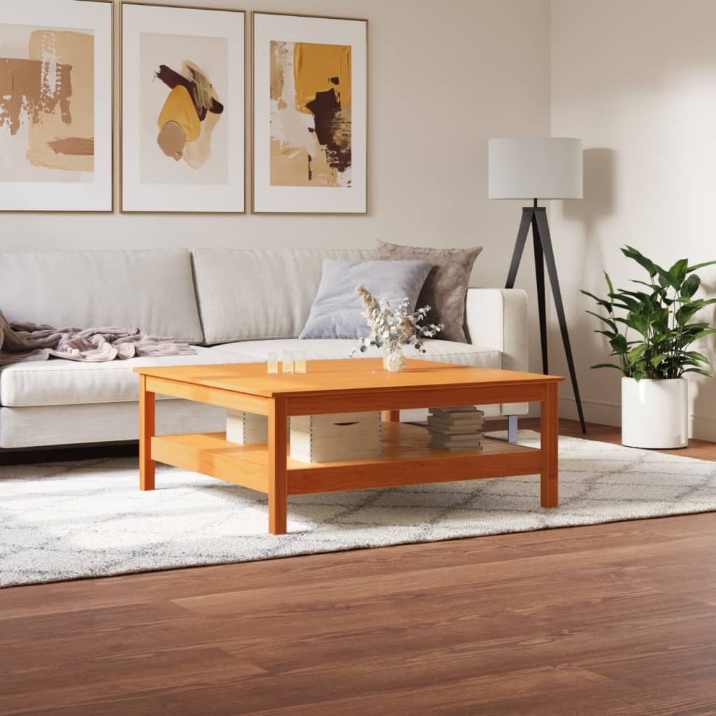 Coffee Table Wax Brown 100x100x40 cm Solid Wood Pine - Casper Homes
