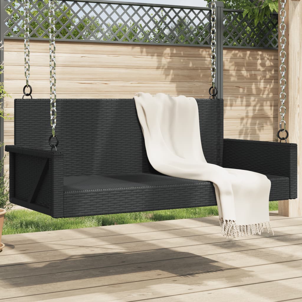 Swing Bench Black 119x56x48 cm Poly Rattan - Discount Dealers