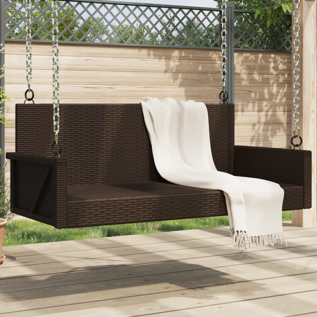 Swing Bench Brown 119x56x48 cm Poly Rattan - Discount Dealers