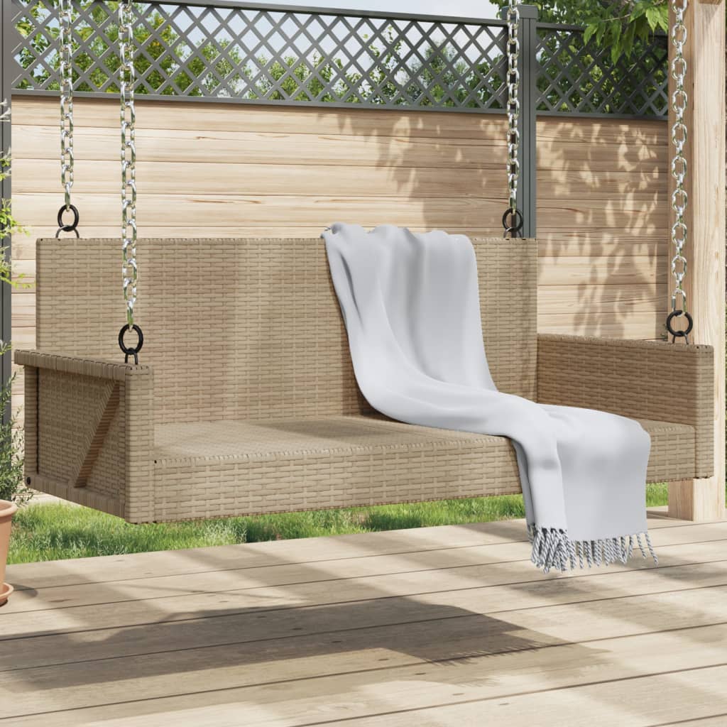 Swing Bench Beige 119x56x48 cm Poly Rattan - Discount Dealers