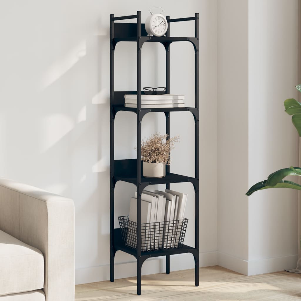 Bookshelf 4-Tier Black 35x30x138.5 cm Engineered Wood - Decor Base