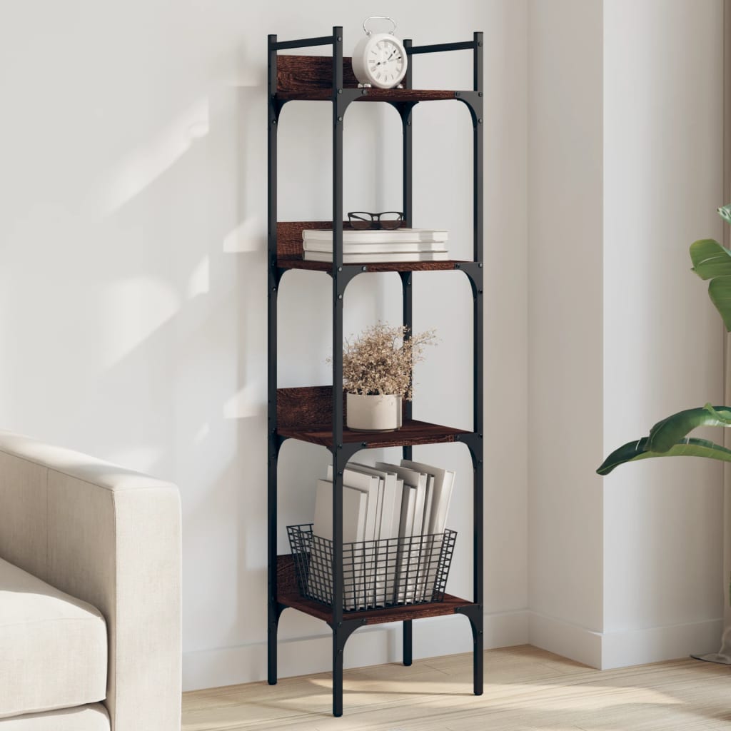 Bookshelf 4-Tier Brown Oak 35x30x138.5 cm Engineered Wood - Direct Imports