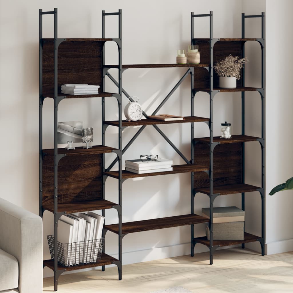 Bookshelf Brown Oak 155.5x24x166.5 cm Engineered Wood - Merlin Deals