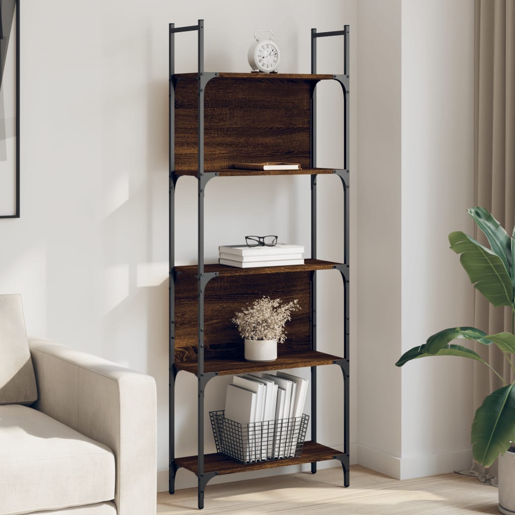 Bookshelf 5-Tier Brown Oak 60.5x24x166.5 cm Engineered Wood - Charlotte Dunes