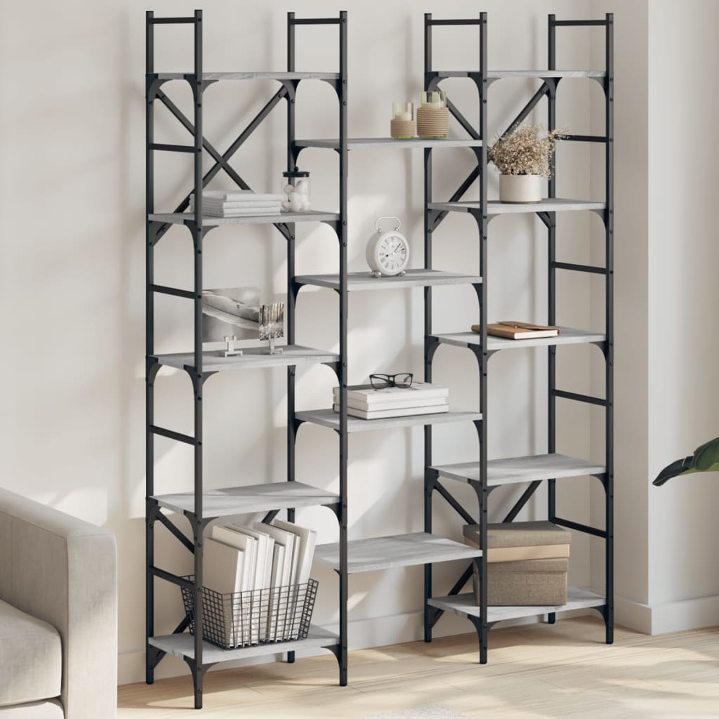 Bookshelf Grey Sonoma 127.5x28.5x172.5 cm Engineered Wood - All Things Good
