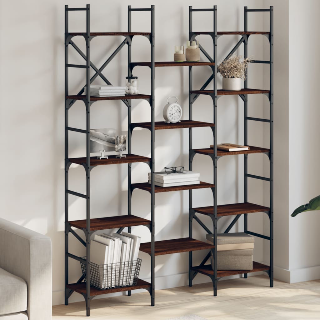 Bookshelf Brown Oak 127.5x28.5x172.5 cm Engineered Wood - Casper Homes