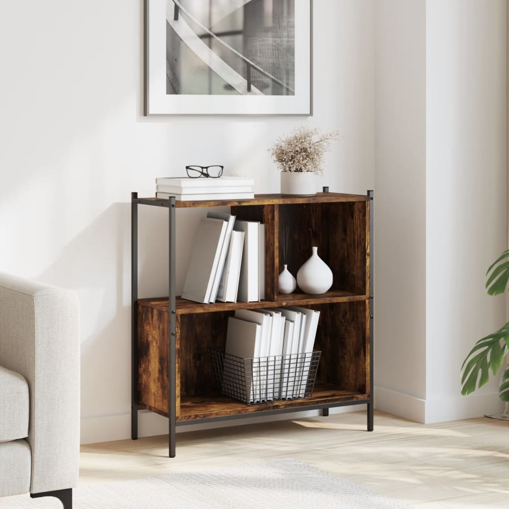 Bookcase Smoked Oak 72x28x77.5 cm Engineered Wood - The Home Maker