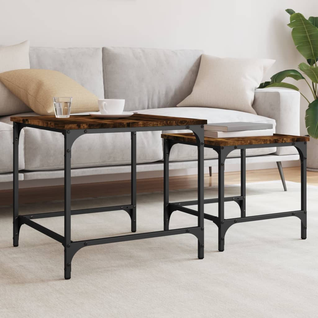 Nesting Coffee Tables 2 pcs Smoked Oak Engineered Wood - Direct Imports