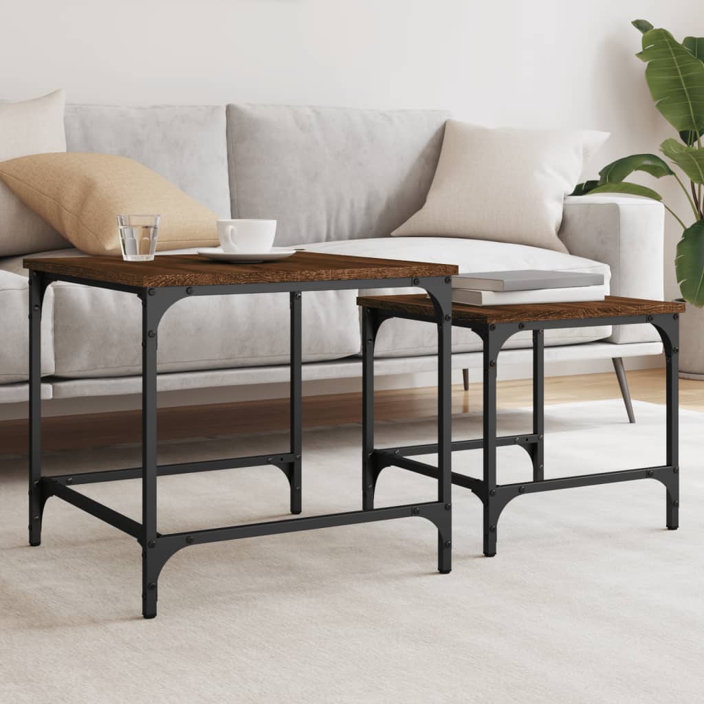 Nesting Coffee Tables 2 pcs Brown Oak Engineered Wood - All Things Good