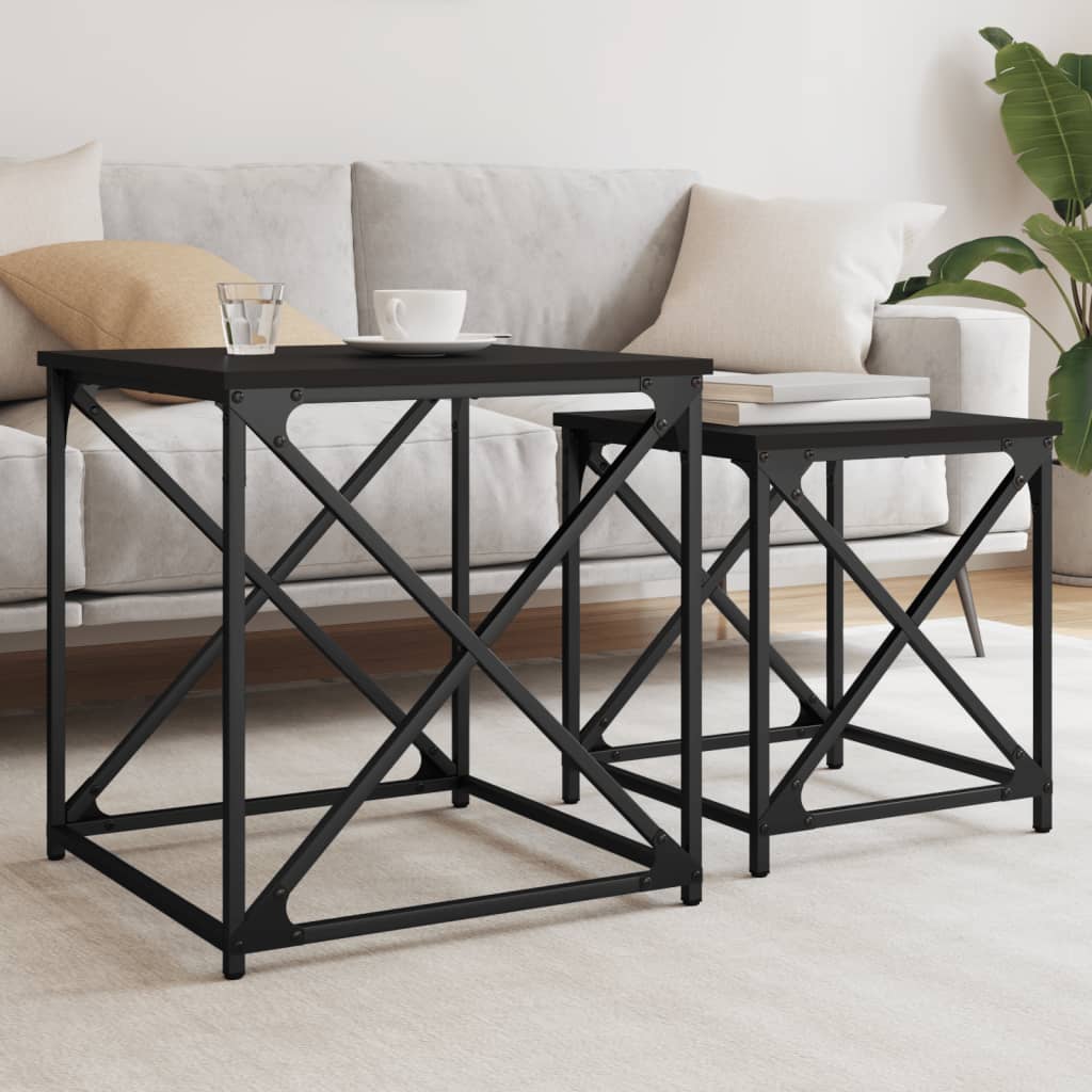 Nesting Coffee Tables 2 pcs Black Engineered Wood - Direct Imports
