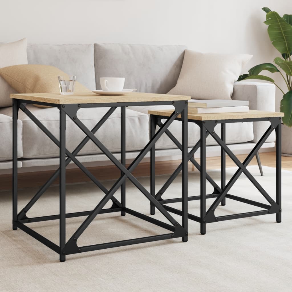 Nesting Coffee Tables 2 pcs Sonoma Oak Engineered Wood - Merlin Deals