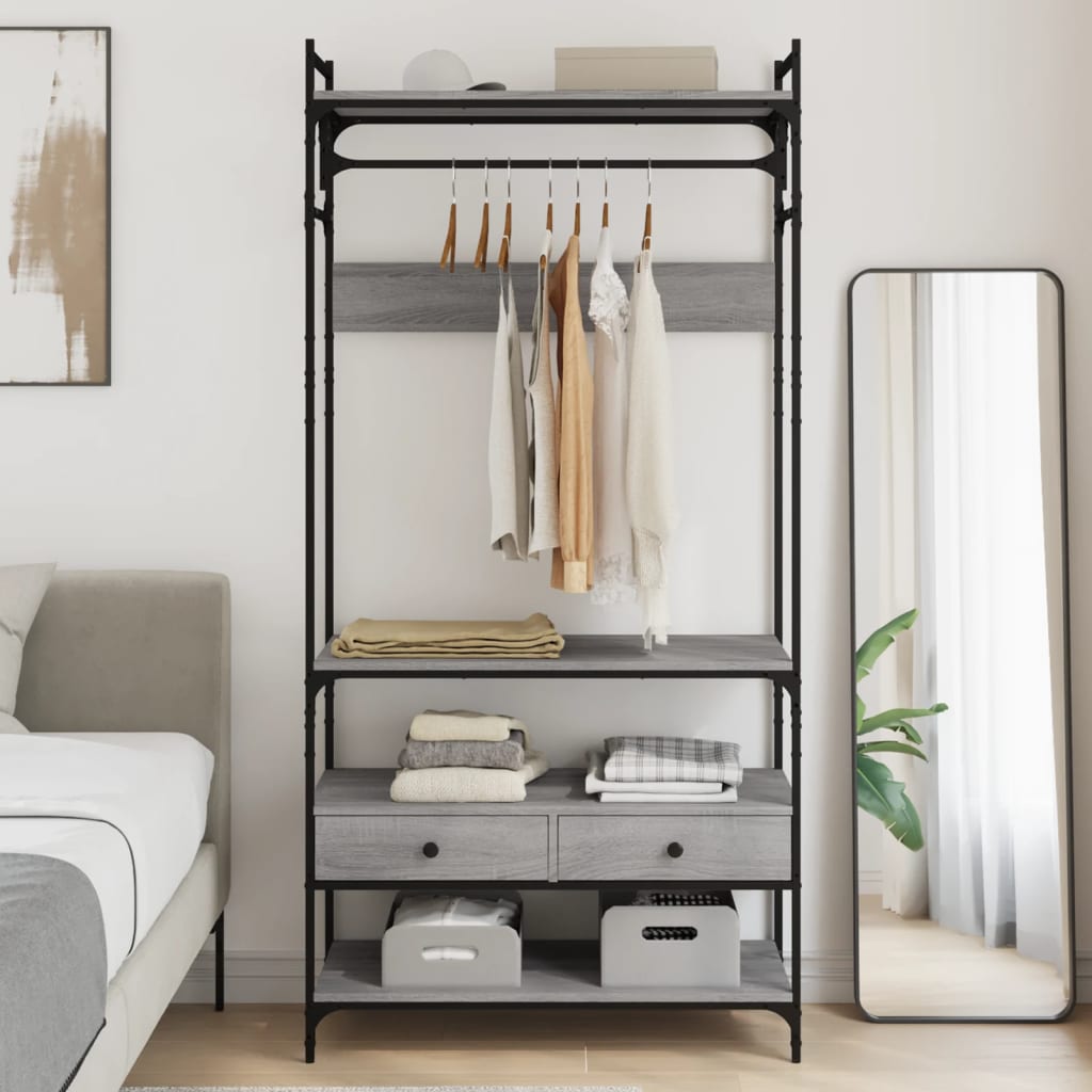 Wardrobe with Drawers Grey Sonoma 89x39x184.5 cm Engineered Wood - Casper Homes