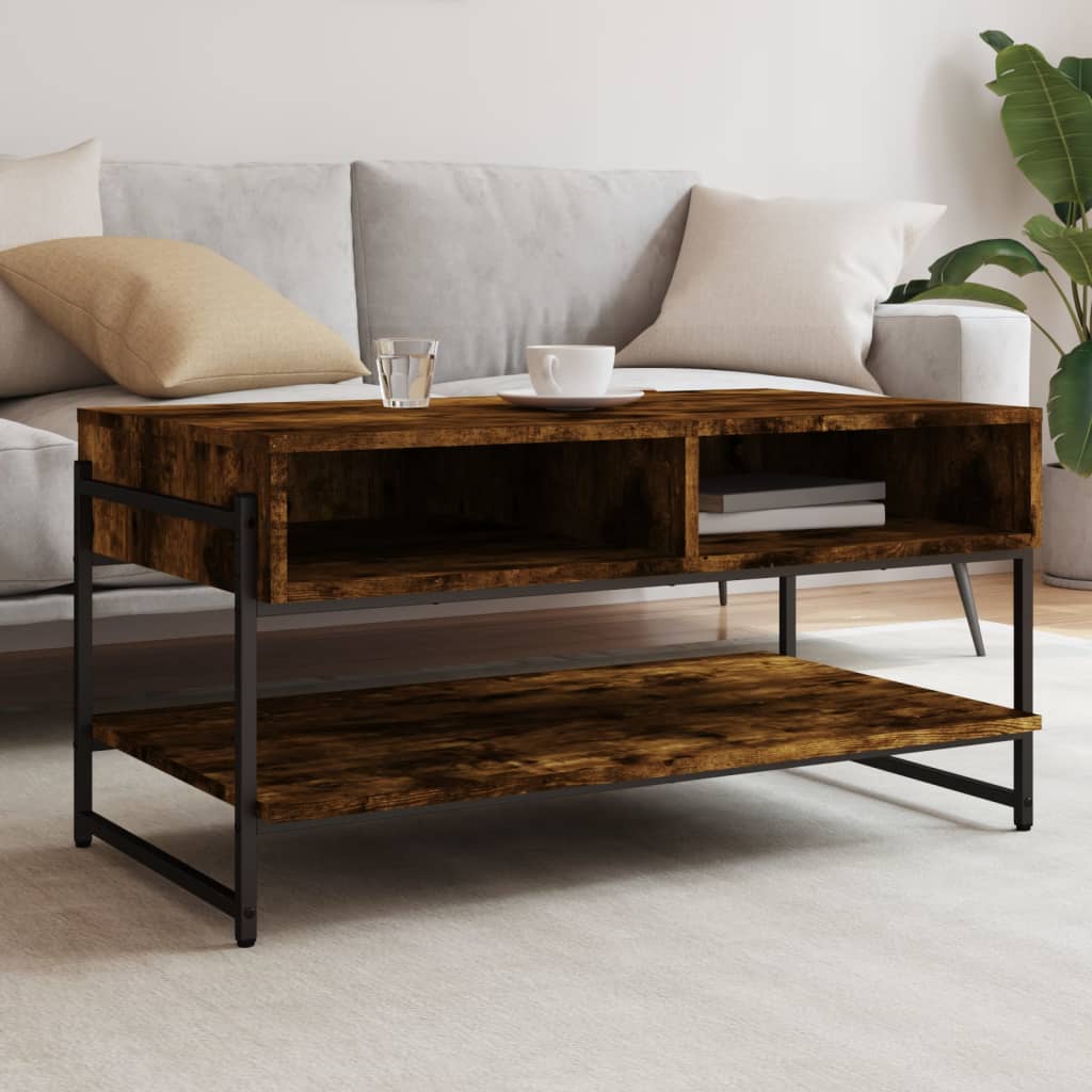 Coffee Table Smoked Oak 90x50x45 cm Engineered Wood - Brittle & Co