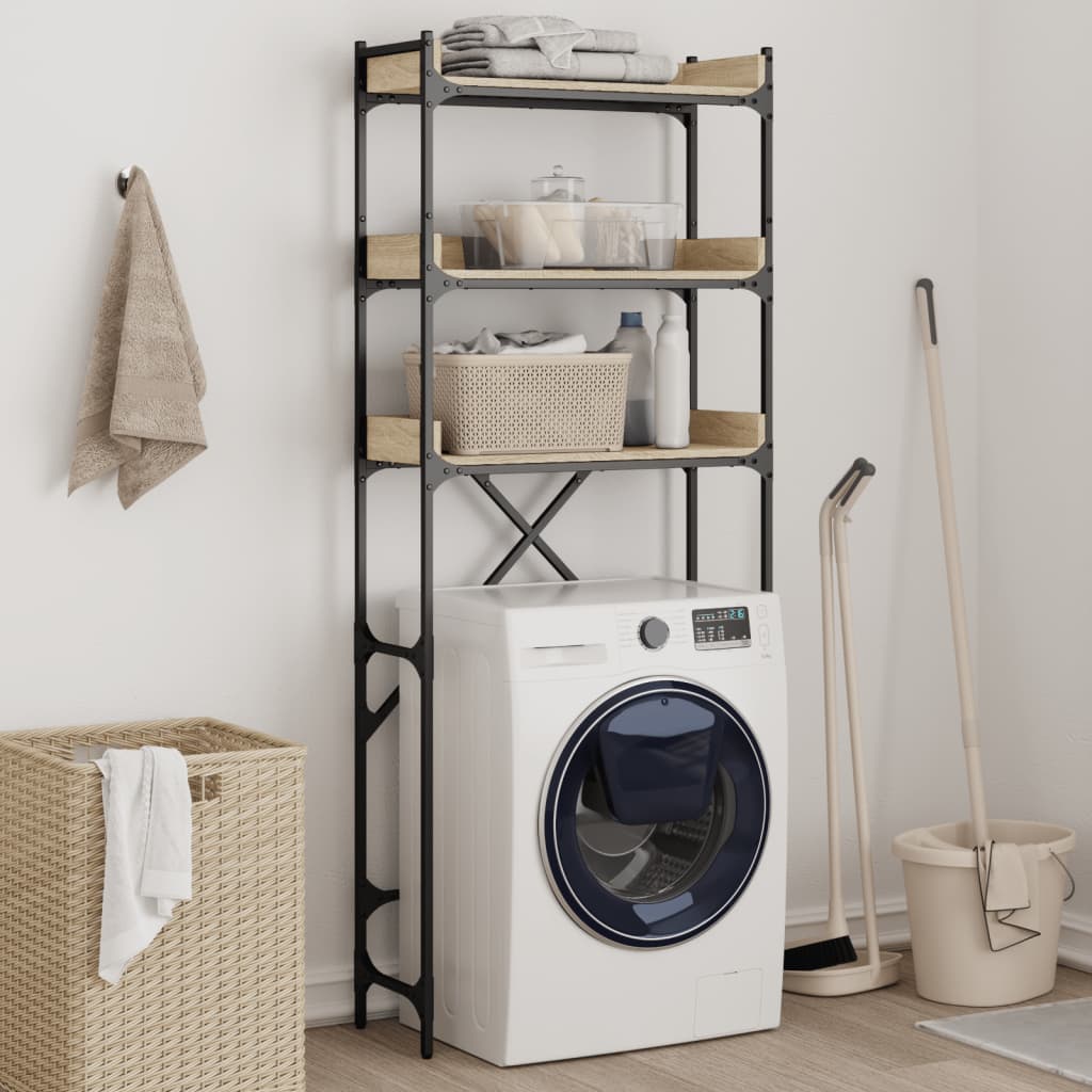 Washing Machine Shelf Sonoma Oak 67x25x163 cm Engineered Wood - Brittle & Co